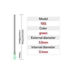 20pcs 100mm 디스펜스 바늘 E-액체 잉크 및 주사기 충전을위한 4 인치 스테인레스 스틸, 10G 20PCS