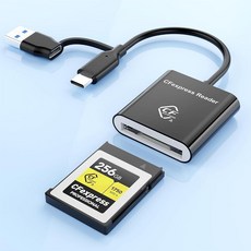 CFexpress 타입 A 카드 리더기 USB 3.2 (Gen 2) 10Gbps USB-C&USB-A 2-in-1 어댑터 윈도우/맥/리눅스/안드로이드와 호환 아이폰 17, CFexpress 타입 A 카드 리더기, USB 3.2