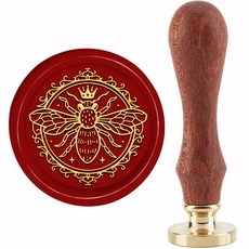 1개 DIY 스크랩북킹용 손잡이가 있는 황동 왁스 씰 스탬프 꿀벌과 왕관 패턴 크기 8.9x3cm (3.5x1.18인치), 혼합색