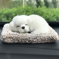 DFMEI 汽車擺件車載擺件中控臺車內裝飾狗新款創意車載擺件可愛, 1個, 小號-薩摩耶-毛絨墊子:狗狗毛絨墊子體-(內含納米活性炭)