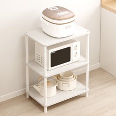 위즈룸 다용도 조립식 전자레인지 선반, 3단, 화이트
