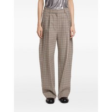 라반 체크 플리츠 와이드 팬츠