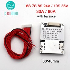 6S 7S 리튬 60A 29.4V 배터리 보호 50A 밸런스 10S 이온 에너지 8S LIFEPO4 24V 36V 30A BMS 보드 저장 25.2V 모터, 7S Liion 60A, 1