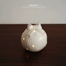 크리스마스 세라믹 무드등 장식 눈사람 트리 조명 화이트 오브제 리본볼, F. 크리스마스볼 디자인 높이 0cm