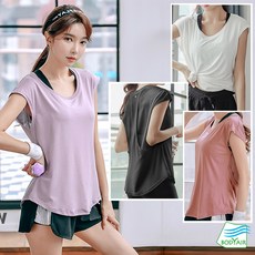 【BODYAIR】寬版挖背紗罩衫上衣 (瑜珈.慢跑.運動.健身.透氣.舞蹈.運動服), 白,S