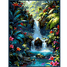 온메이드 DIY 명화그리기 그림그리기 세트 MD-220, 1개, 35 폭포 풍경