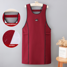 內外防水圍裙 馬甲式工作服, 酒紅色