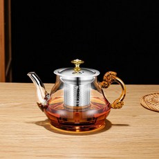 加厚耐熱玻璃茶壺，可直火加熱，附不銹鋼濾網, 1個, 518毫陞琻瀧吉祥壺, 518毫升, 琻瀧吉祥壺
