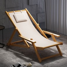 일광욕 의자 접이식 카페 낮잠 야외 태닝 등받이 캠핑 라운지 낚시 선베드, 원색 베이지 천