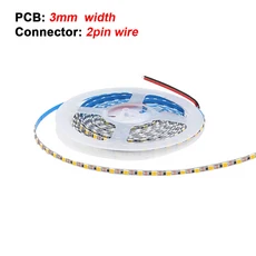 5V 3mm PCB LED 스트립 조명 1 컷 초박형 2835 유연한 테이프 DC IP21 방수 아님 따뜻한 자연 흰색, 03 3MM PCB - 2pin wire, 01 Warm White, 06 5m