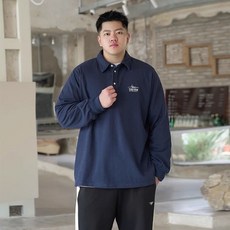 THPGER 大尺碼男生長袖 polo衫 寬鬆翻領上衣 8XL