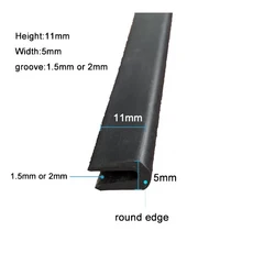 1/2/3/5m U 자형 고무 스트립 가드 플레이트 기계식 실란트 유리 금속 목재 패널 용 가장자리 씰링, 02 1 meter, 16 11
