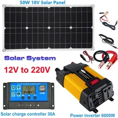 DIY 태양광 패널 시스템 110V 220V 50W 30A 충전 컨트롤러 6000W 수정 사인파 인버터 발전 키트, 5) 6000W 12V to 220V