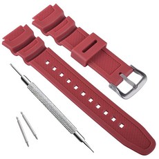 OliBoPo 카시오 AQ- S800W SGW-300H MRW-200H AE-1200 W-800H W-735H용 방수 천연 수지 교체 시계 밴드 (아미 그린), 레드