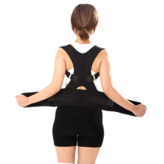 등 보호대 바른자세 허리 교정, 블랙_L