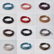 [비즈엔케이] 천연소가죽 메쉬 꼬임 가죽끈 3mm 가죽공예 부자재, 그린, 1개