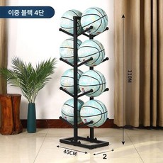 공 정리대 이동식 거치대 배구공 보관함 수납대 축구공, 1개, 양면 4단 (8개) 블랙