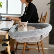 고양이 책상 해먹 접이식 컴퓨터 고양이해먹, 1개, 그레이