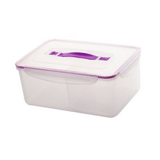 Snsp 대용량 4칸 분리 신선도 유지 밀폐 정리수납함 4L, 화이트 + 핑크, 1개