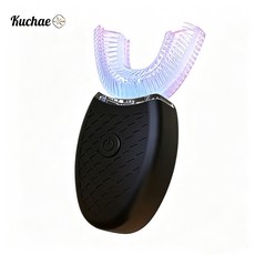 Kuchae u형 전동칫솔 치아미백기 방수 구강 청결 초음파 스케일링, 기본 충전 블랙, 1개, XYQO2