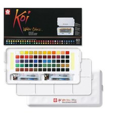 櫻花SAKURA koi塊狀水彩寫生組(NCW)-60色，色彩鮮明飽和，輕巧便攜，適合寫生創作, 60