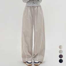 코모도 바스락 절개 와이드 바지 나일론 밑단 조절 스트링 조거 팬츠 ( 2단기장 )