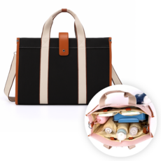 (생활방수) 데이백 기저귀가방 캔버스백 대형, 블랙