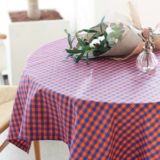 컬러플체크 테이블커버 식탁보 (4컬러 2사이즈) 식탁커버, 오렌지, 1장