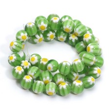 쥬얼리 제작용 무라노 램프워크 꽃 원형 유약 유리 구슬 DIY 팔찌 목걸이 수제 공예 액세서리 46 개 8mm, 8mm 46pcs, C05736, 46개