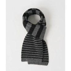 토피 TOFFEE 스트라이프 니트 머플러 (BLACK/CHARCOAL)