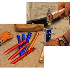 모래사장 바다 캠핑 천막 설치 알루미늄 고정 막대, 청색