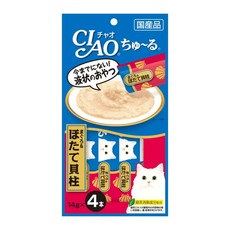 【日本製】 戴比派特 CIAO 貓肉泥 啾嚕肉泥 4入裝 貓咪肉泥 貓零食, 14g, 1個, 鮪魚干貝