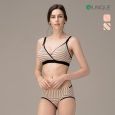 원터치 스트라이프 수유브라&팬티 세트