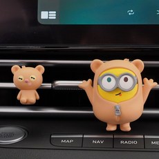 유니버셜 미니언즈 곰돌이 밥앤팀 차량용방향제 송풍구형 피규어 디퓨져 새차선물 귀여운방향제 캐릭터 차꾸, 1개, 아로마틱 시프레