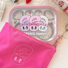 에스더버니 4찬 6구 아동용 도시락 스텐 식판, 핑크, 핑크, 1개, 상세페이지 참조