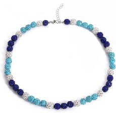 KHKINDPRO 야구 목걸이 경쟁력 있는 볼 선수와 운동선수를 위한 아이스 컬렉션 블링 운동용 영감 주얼리 스타일리시한 스포츠 액세서리 Q1603955, 18inch, blue blue white, blue blue white