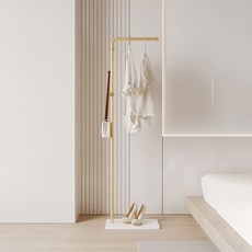 Frokom ㄱ자 튼튼한 철제 스탠드 행거 슬림 헹거 슬림 옷걸이 거치대 코트랙, 골드