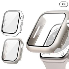 아이비온 애플워치 풀커버 케이스 2개입 40 41 42 44 mm, 클리어+스타라이트