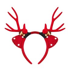 耶誕裝扮 聖誕髮箍 立體白點紅色大鹿角 派對裝扮髮飾 節慶可愛造型, 1個