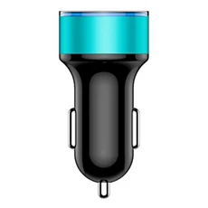 차량용 충전기 3.1A 빠른 듀얼 USB 포트 LED 디스플레이 iPhone 12 11 8 Xiaomi redmi Sansung 용 담배 라, 01 파란