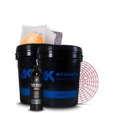 AKdetailing 洗車吧！A咖 兩桶水洗車組-神秘黑 專業洗車套組 汽車清潔保養, 1套