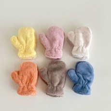 마켓마고 아동 단색 털 벙어리 장갑 키즈 유아 손모아 겨울 퍼 털장갑