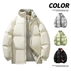 格子領加厚保暖情侶棉服 男女日系潮牌拼色短款棉襖 運動保暖棉外套