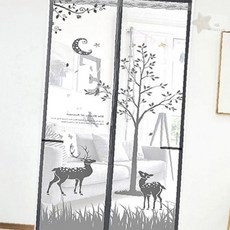 자석식 현관 방충망 메쉬 원단 동물 패턴 디자인 자동 닫힘 구조 실내 해충 차단, 상세페이지 참조