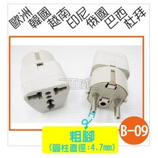百威電子 萬用轉接頭 轉接插頭 4.7mm粗圓腳 適用韓國 越南 印尼 巴西 歐洲, 1個