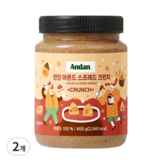 안단 아몬드스프레드 크런치 100% [소비기한 임박 특가], 2개, 400g