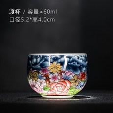 琺瑯彩小茶 青花瓷杯 功夫茶具 品茗杯辦公主人杯 陶瓷茶盞單杯, 萬花錦繡渡杯, 1個