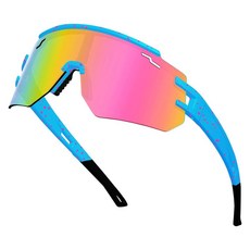 AVV 편광 UV400 사이클링 야구 선글라스 - 야외 스포츠용 방풍 김 서림 방지 경량 프레임 남성 여성 청소년 그린 & 실버 렌즈 153066, 라이트 블루 & 핑크 렌즈