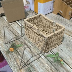 台灣最低價！藤編收納筐 手工編織 雜物化妝品收納盒 藤編桌麵玩具diy編織收納, 1個