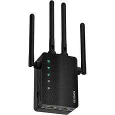 2026 WiFi Extender 신호 부스터 – 15000 평방 킬로미터. 4개의 외부 안테나 이지메시 지원 이더넷 포트 80개 이상의 장치를 갖춘 Ft 장거리 듀얼 밴드 중, Black